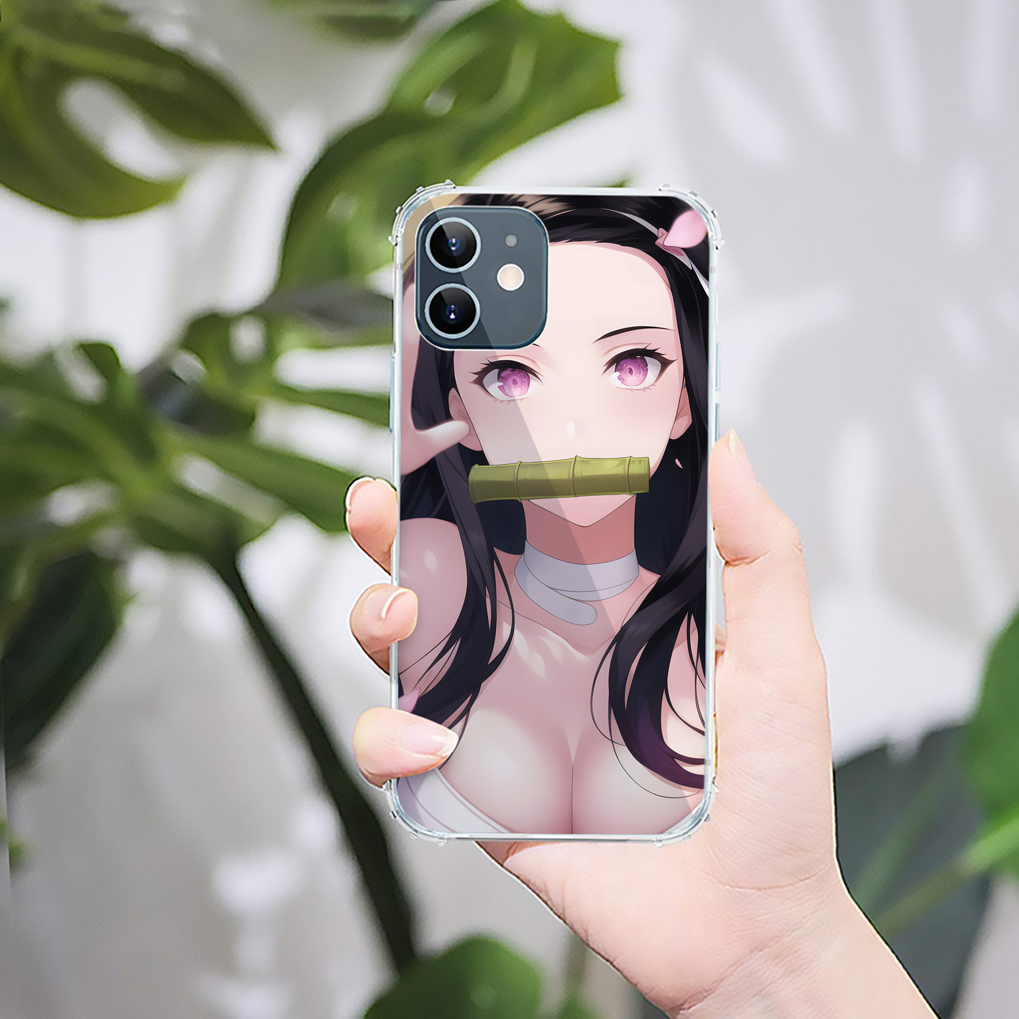 （画像用） 鬼滅の刃（きめつのやいば）竈門 禰󠄀豆子／かまど ねずこ Kamado Nezuko 【iPhone 12シリーズ対応】透明スマホケース（クリアソフトケース）